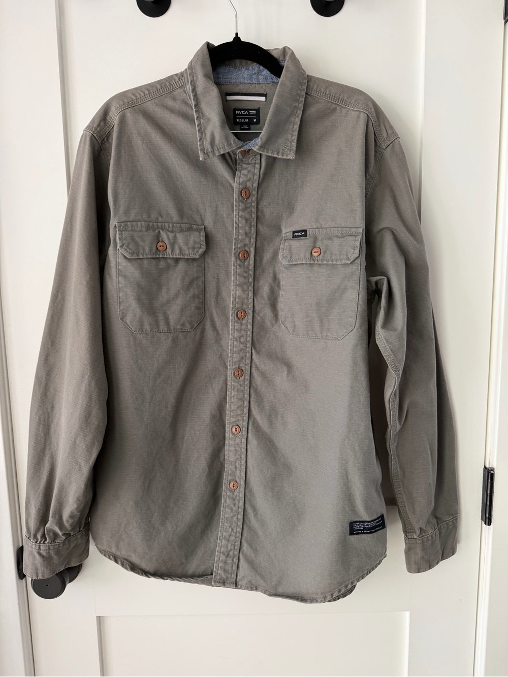 RVCA Men's Olive-Taupe Long Sleeve Button-Down